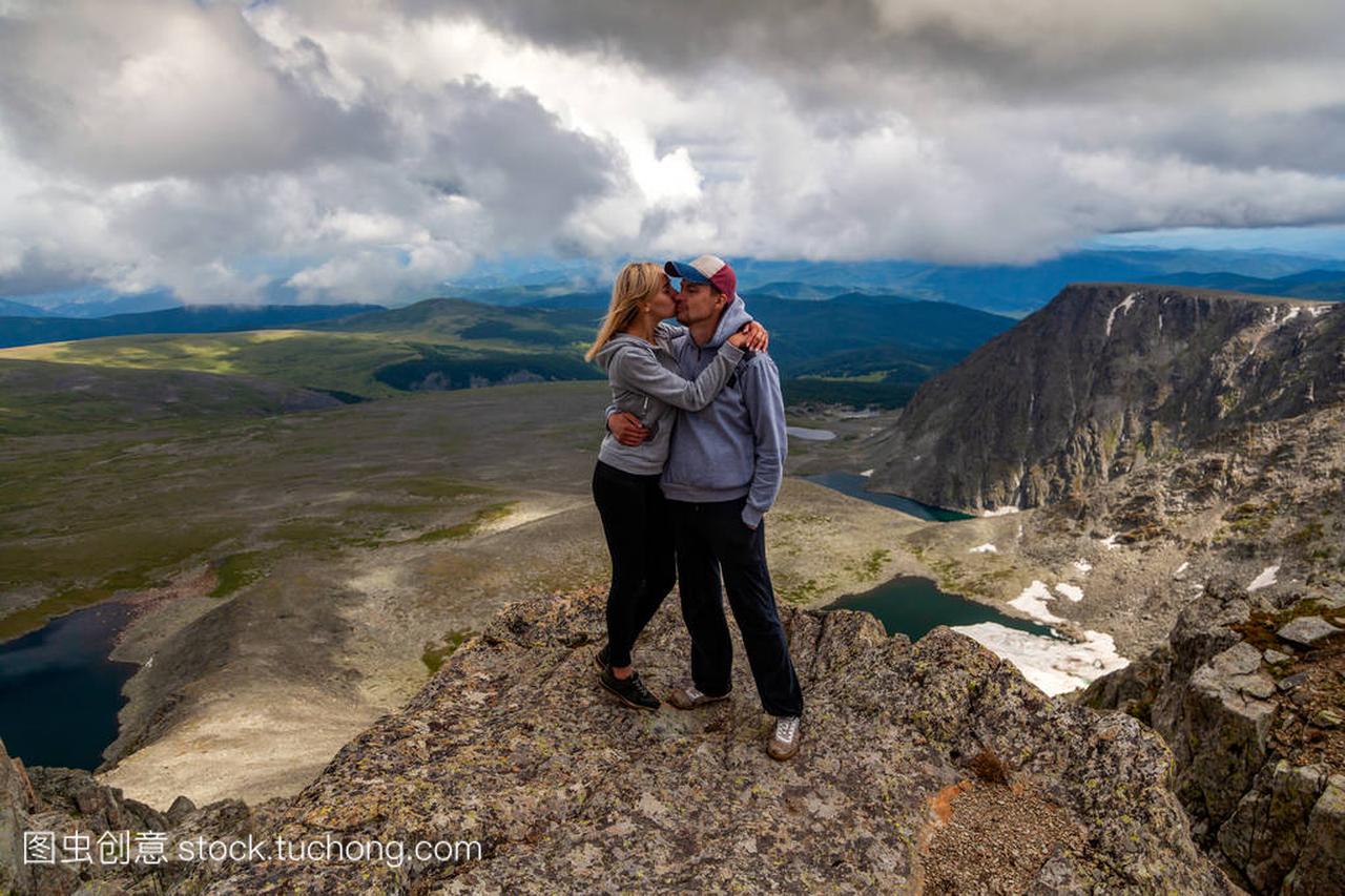 Atmospheric moment for lovers in the mountain