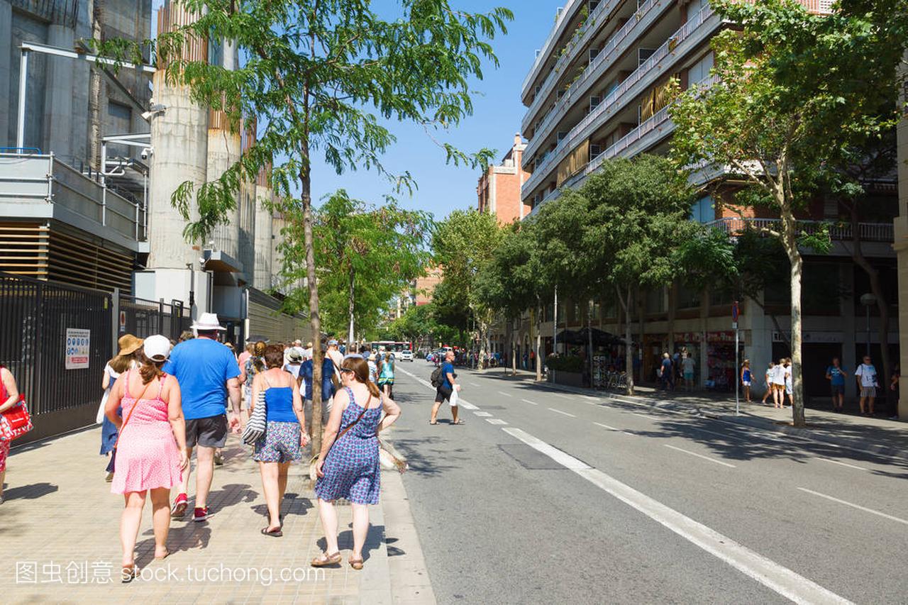 西班牙巴塞罗那-2017年8月17日: 巴塞罗那街头