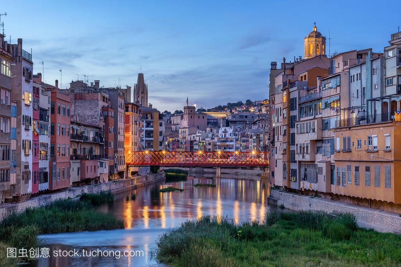 own the Onyar River to the Jewish Quarter in Girona Spain