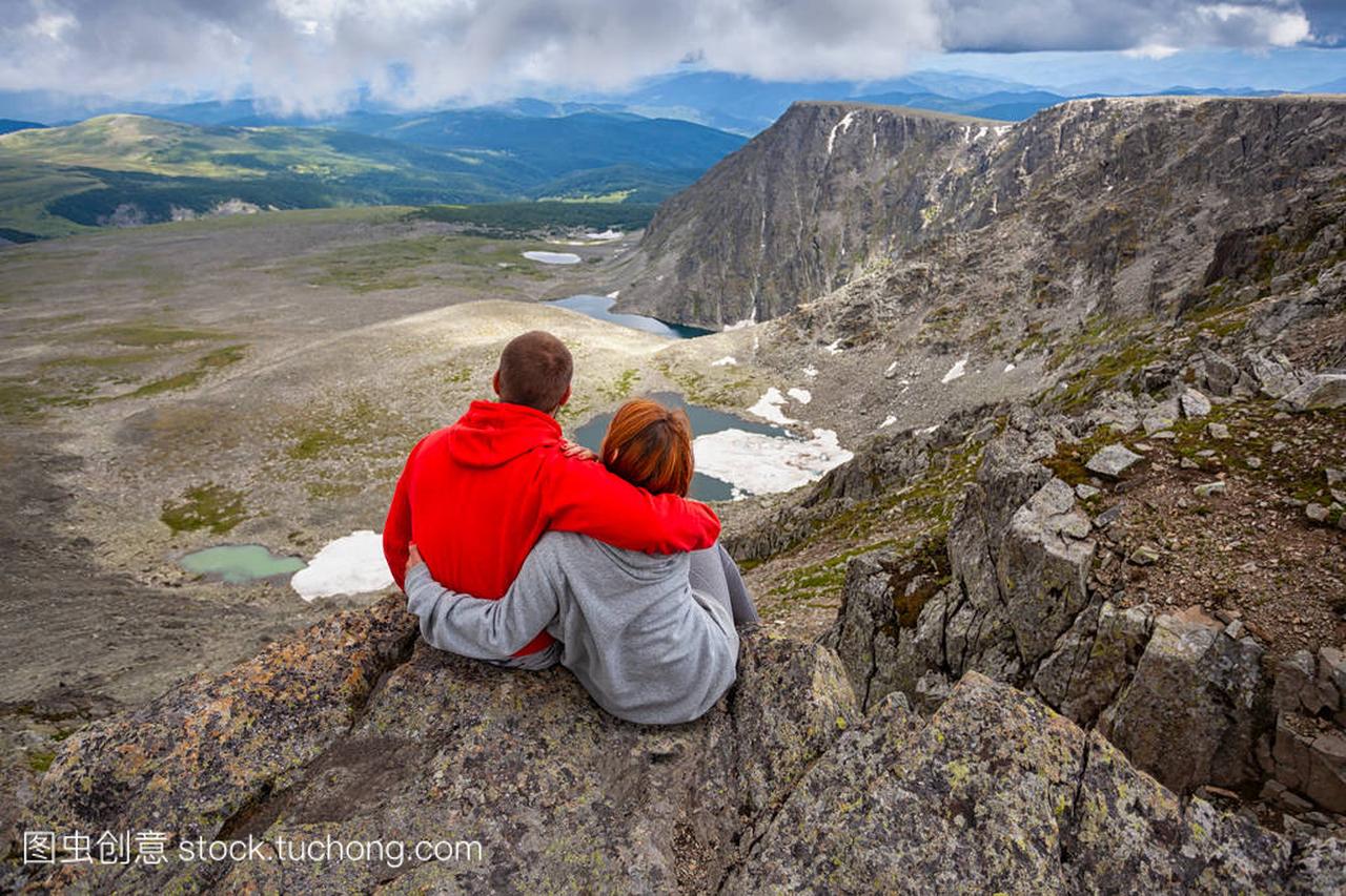 Atmospheric moment for lovers in the mountain