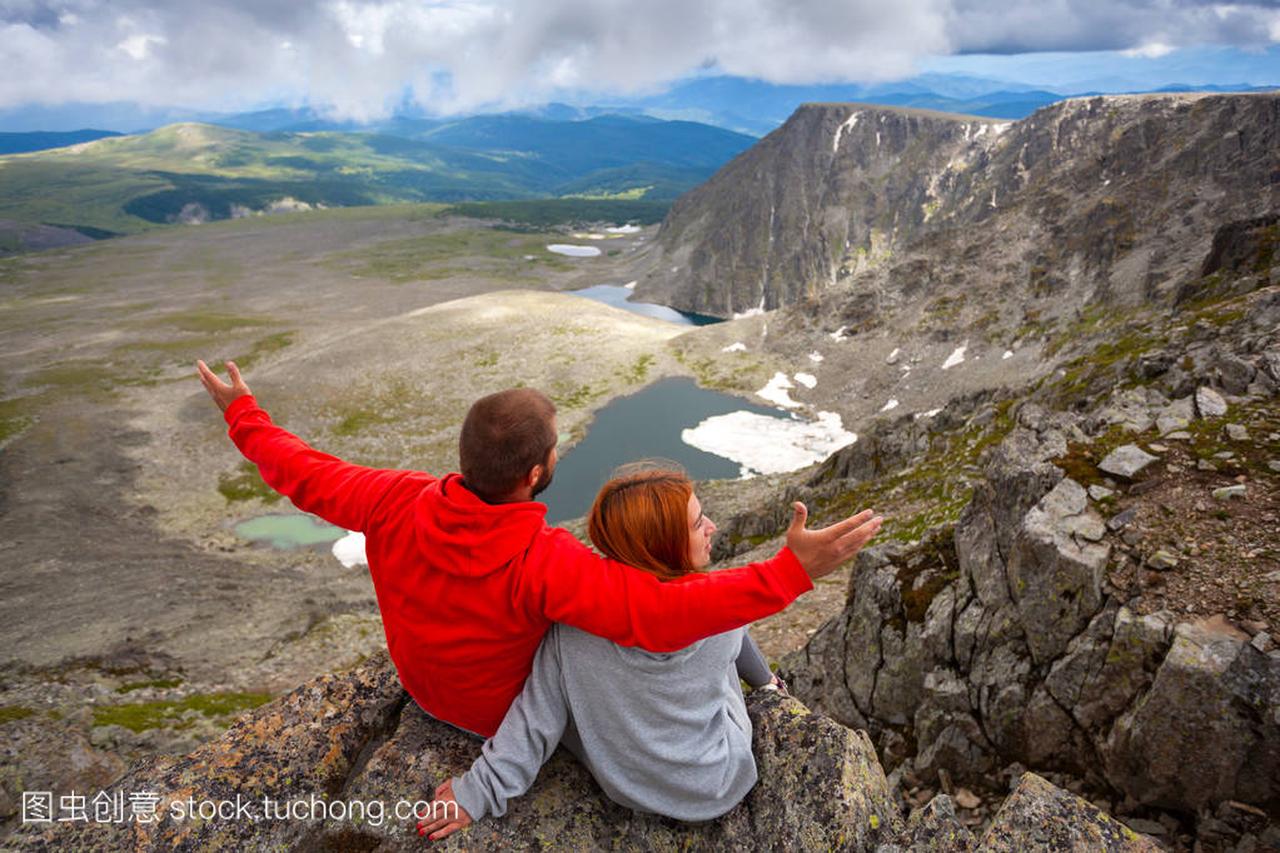 Atmospheric moment for lovers in the mountain