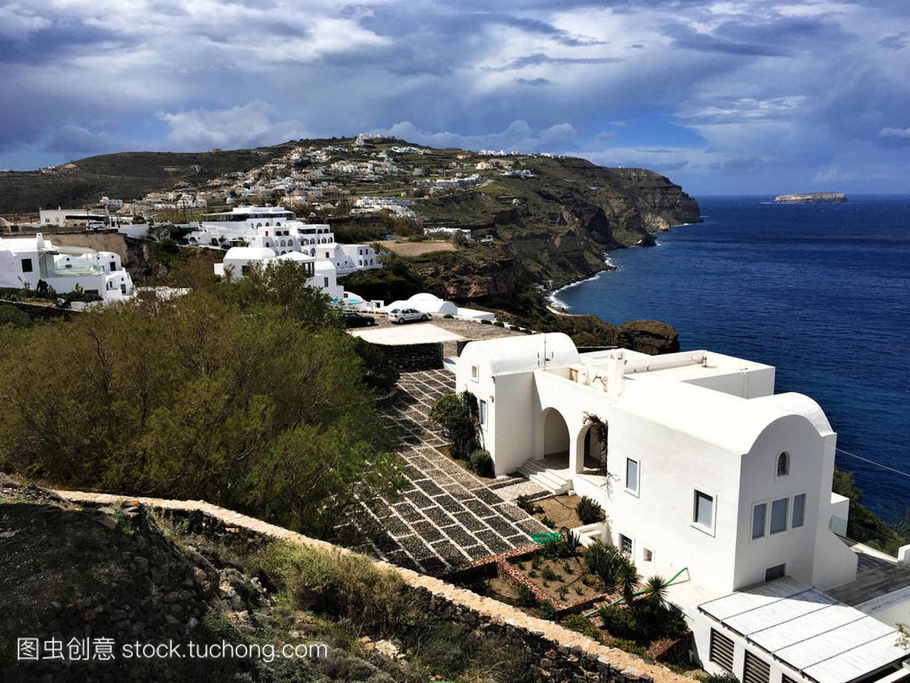 View from another side of Santorini island. Faro
