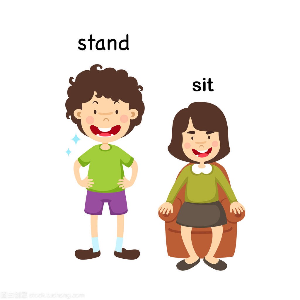 Opposite stand and sit vector illustration