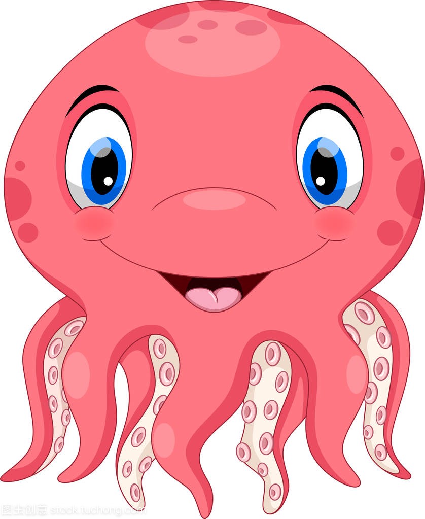 Cute octopus cartoon isolated on white 