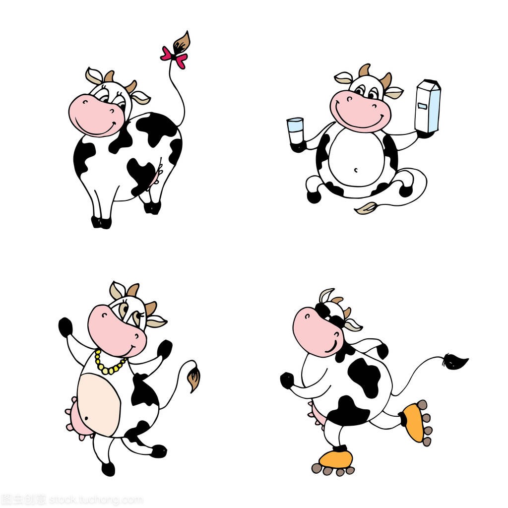 Cartoon cows,avatar or mascot,isolated on white background