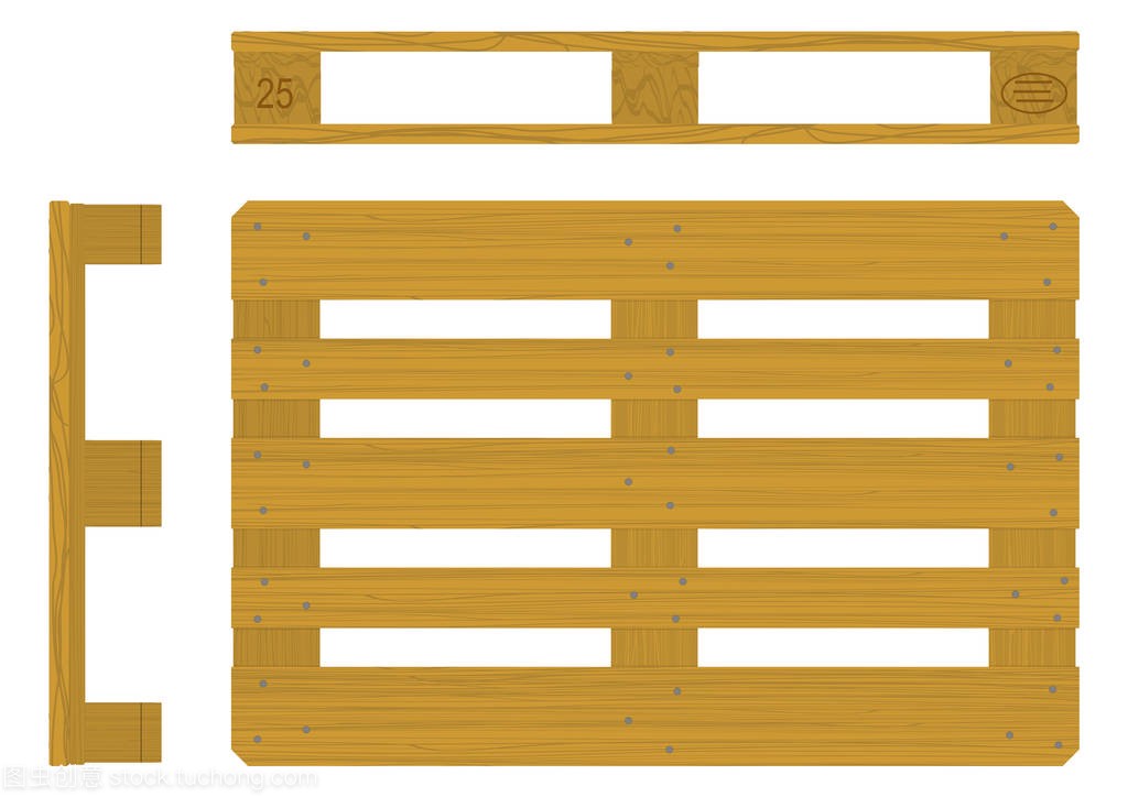 Plan view of euro pallet. Flat vector.