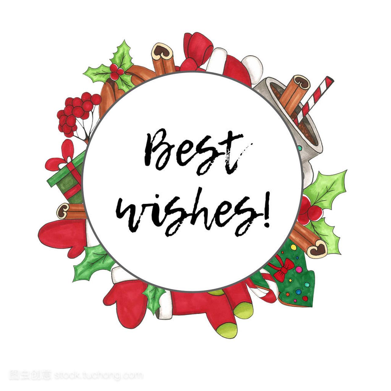 Best wishes Christmas greeting.Mistletoe, mitte