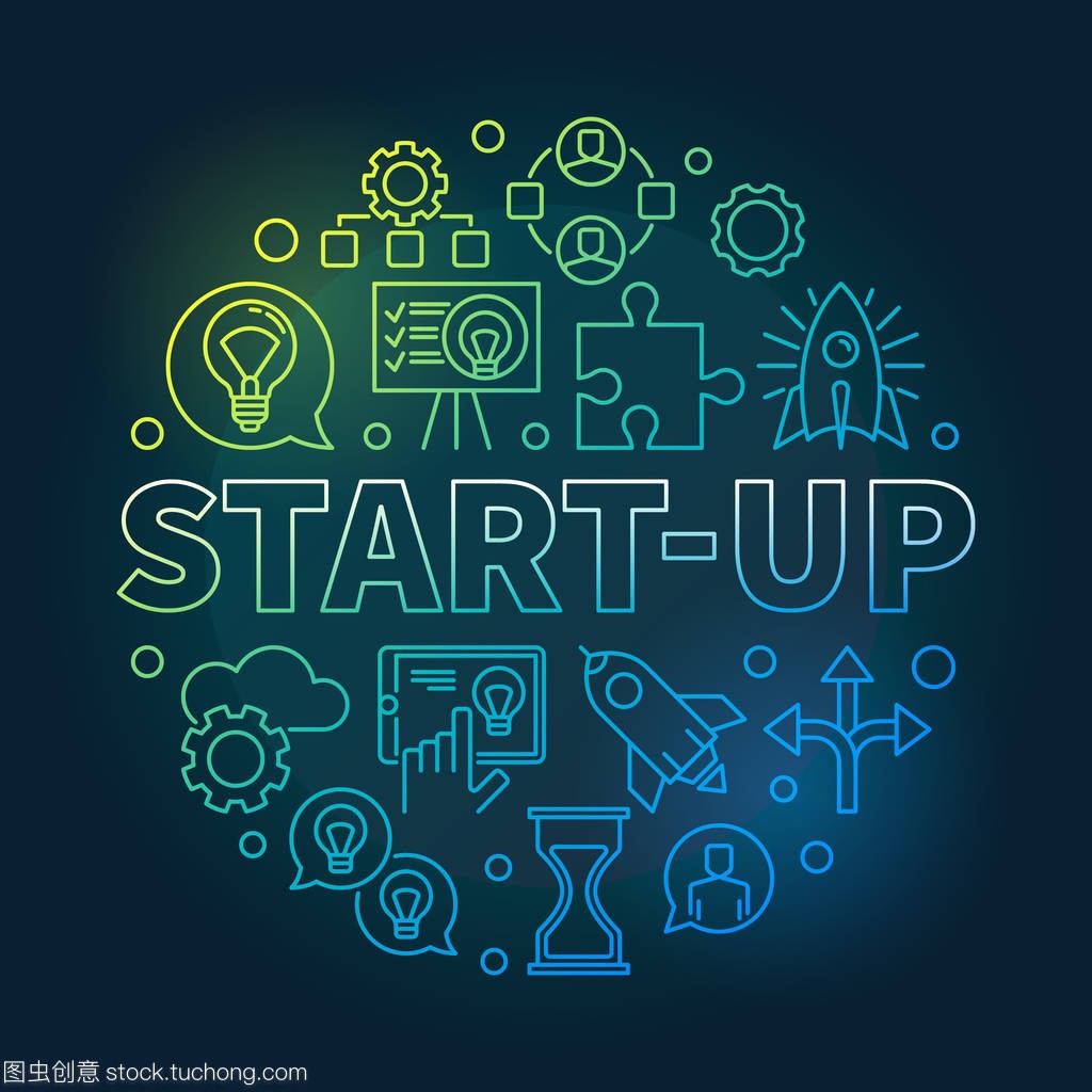 Start-Up circular colored vector illustration in lin