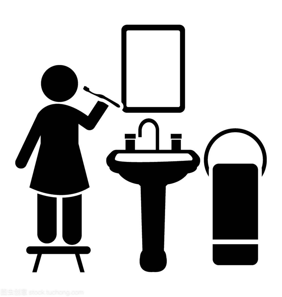 A child is brushing his teeth by standing on wash basin