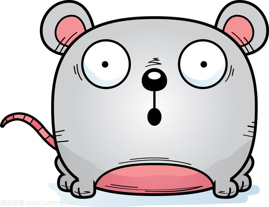 只老鼠,看惊讶的卡通插图