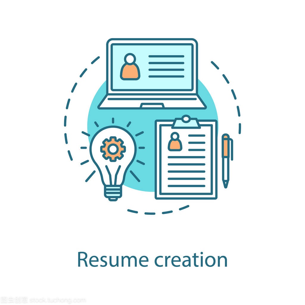 Resume creation concept icon. Personal information idea thin line illustration. Curriculum vitae. Vector isolated outline drawing