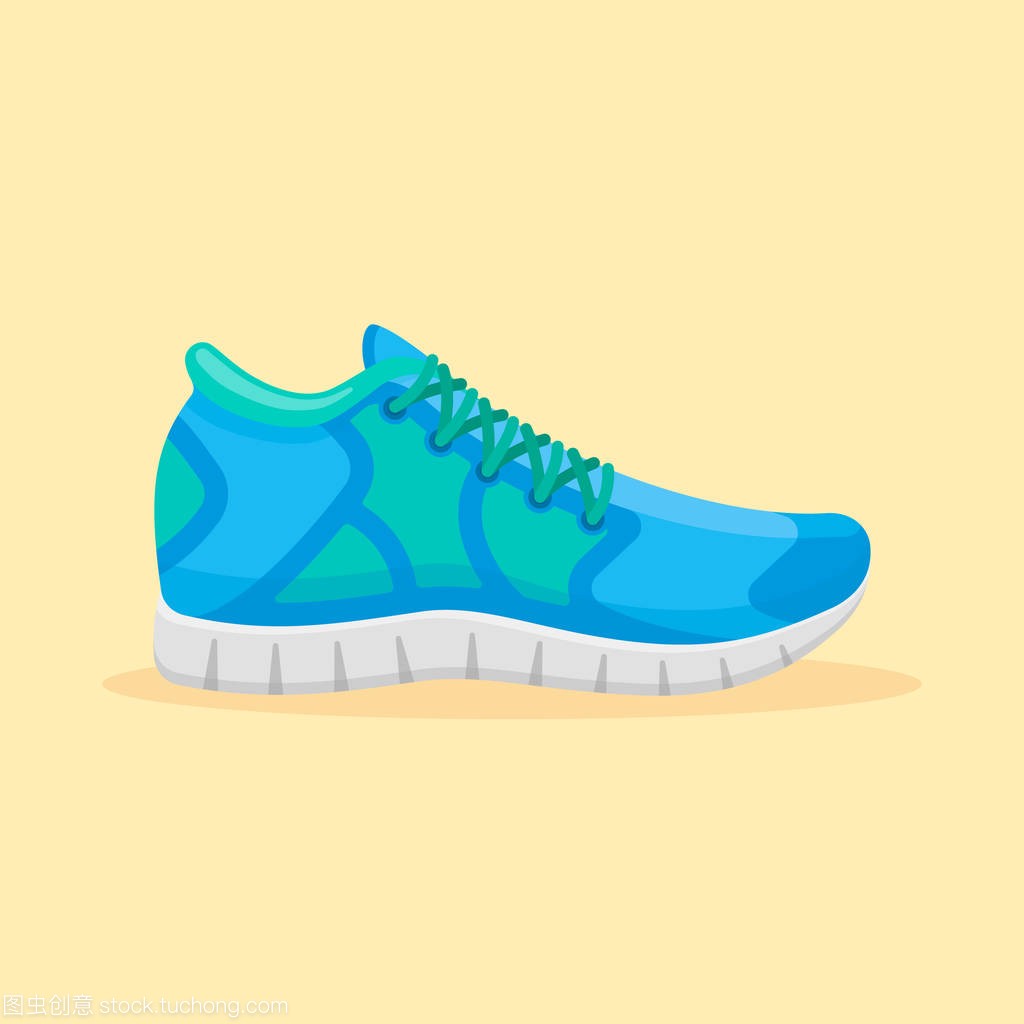 Blue running shoes isolated on yellow backgrou