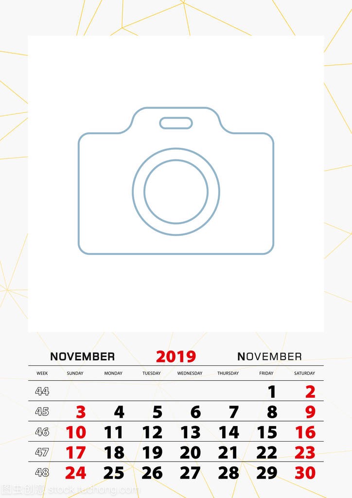Wall calendar planner template for November 2