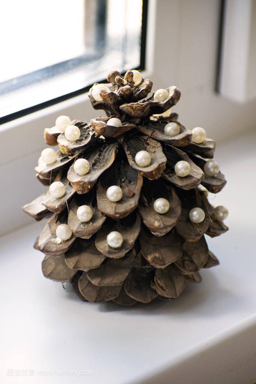 Pine cone in the form of a New Year tree. Pine 