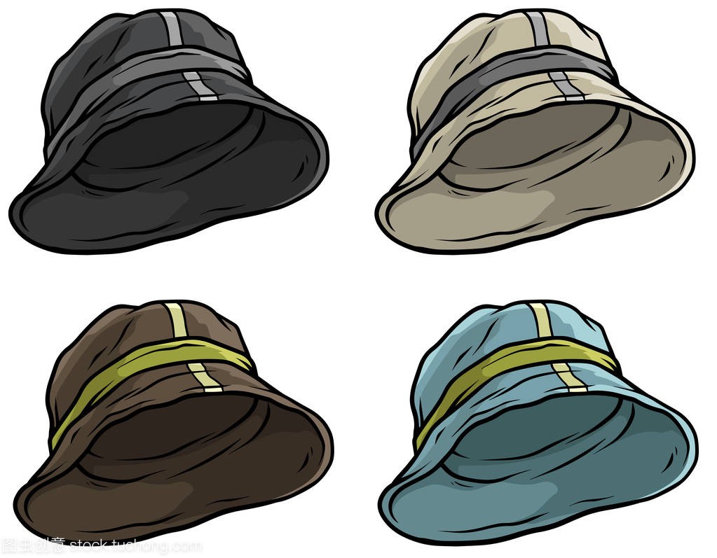 Cartoon panama hat or cap vector icon set