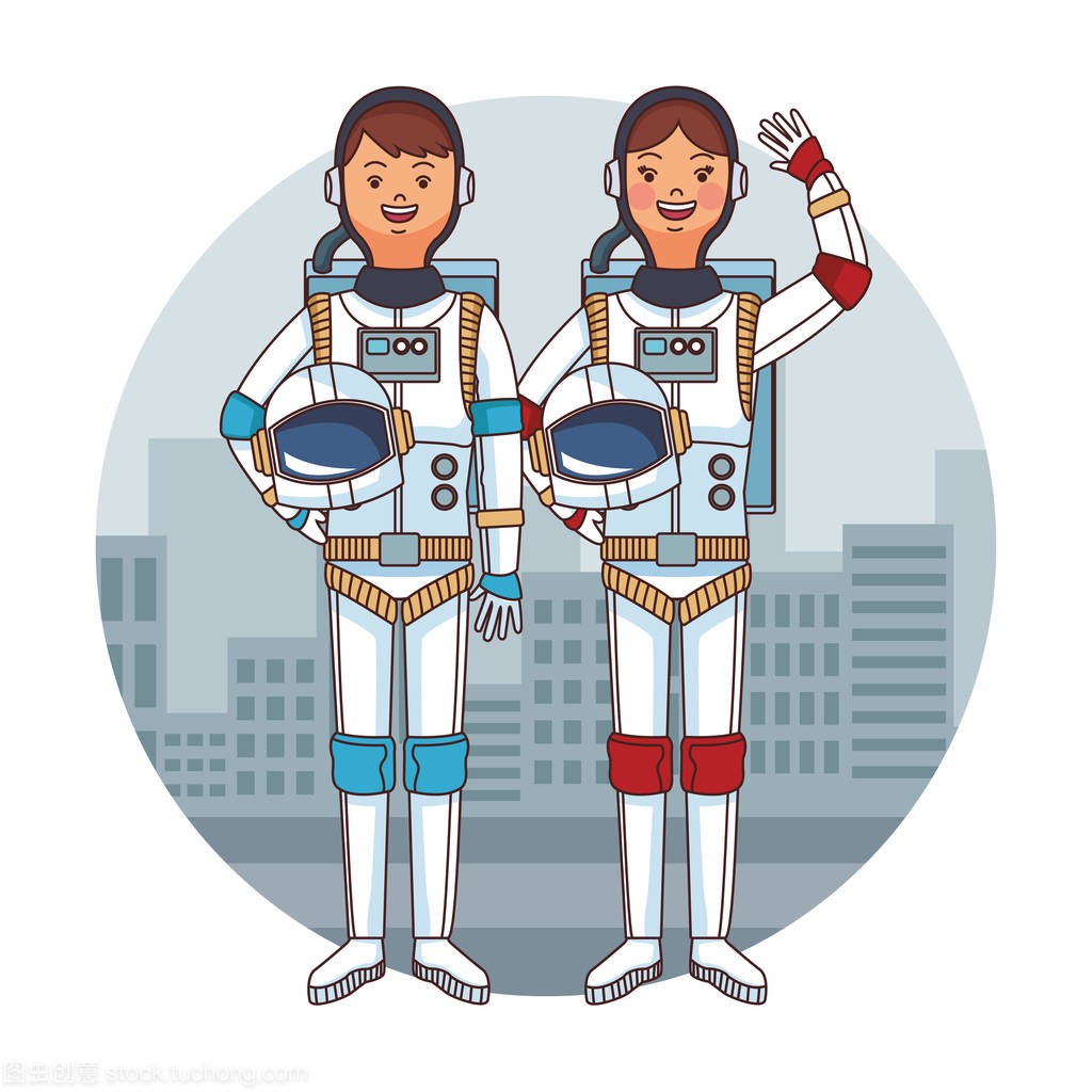 Astronauts couple cartoon