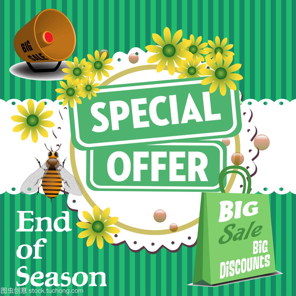 ing bag, megaphone and the text special offer w