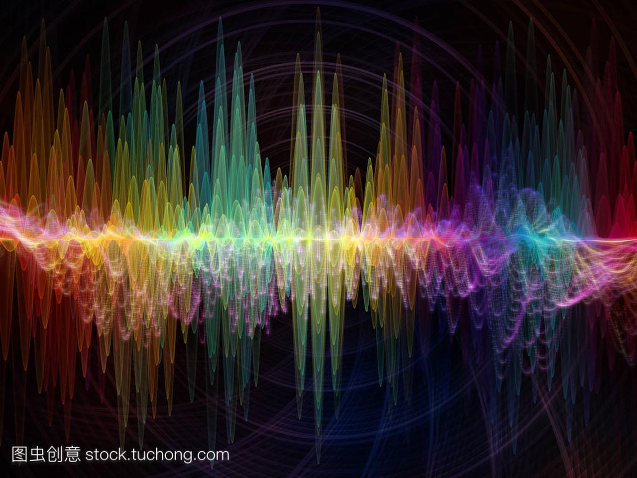 波函数系列。彩色正弦振动, 光和分形元素的组