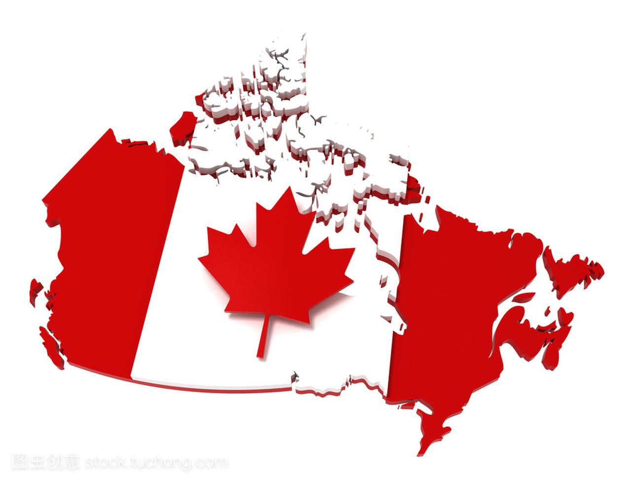 加拿大国旗,剪切路径与地图