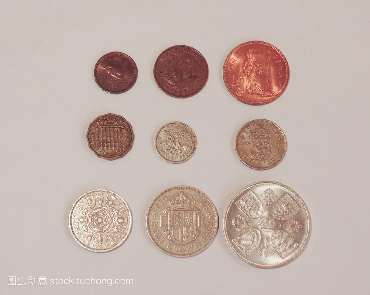 预十进制 Gbp 英镑硬币 (英国货币),在使用之前