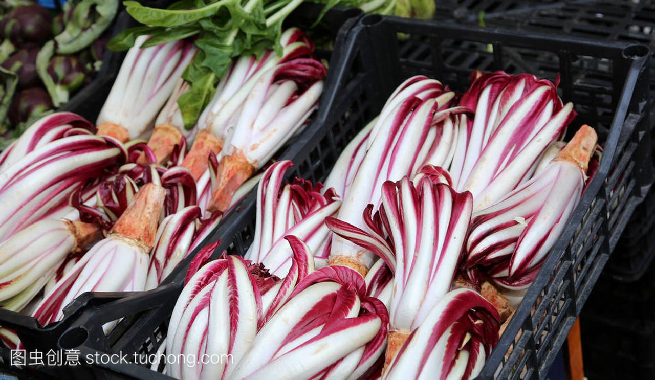 Greengrocer stall with late radicchio on sale at 
