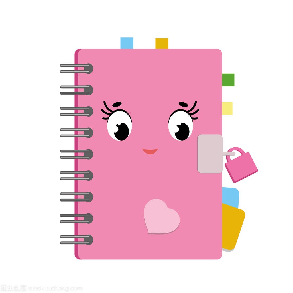 Cute cartoon diary in a pink cover with stickers 