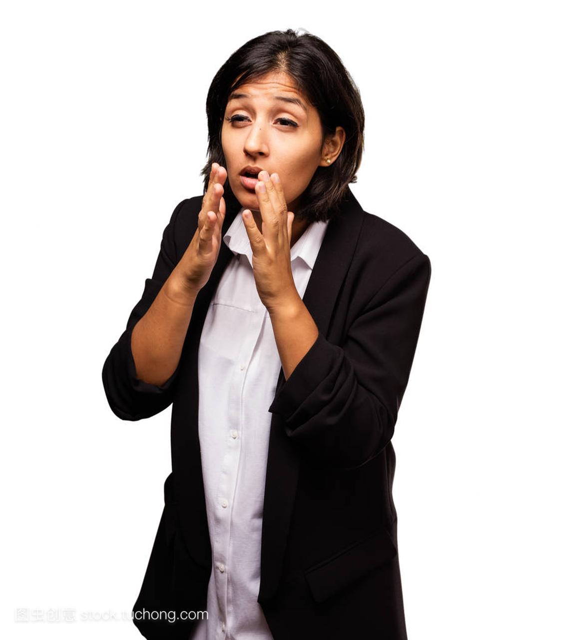 latin business woman coughing
