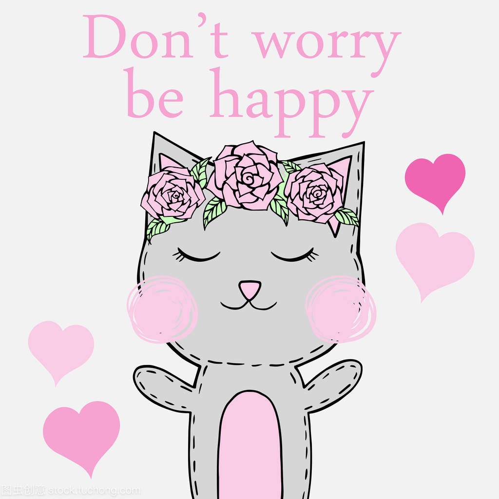 Greeting card Dont worry be happy cat 