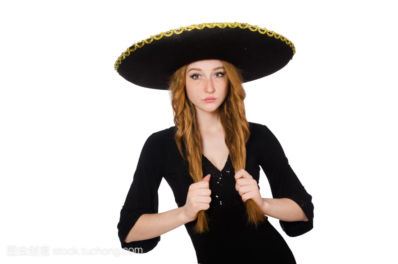 滑稽,好笑,墨西哥,幽默,女人,帽子,阔边帽,快乐,拉