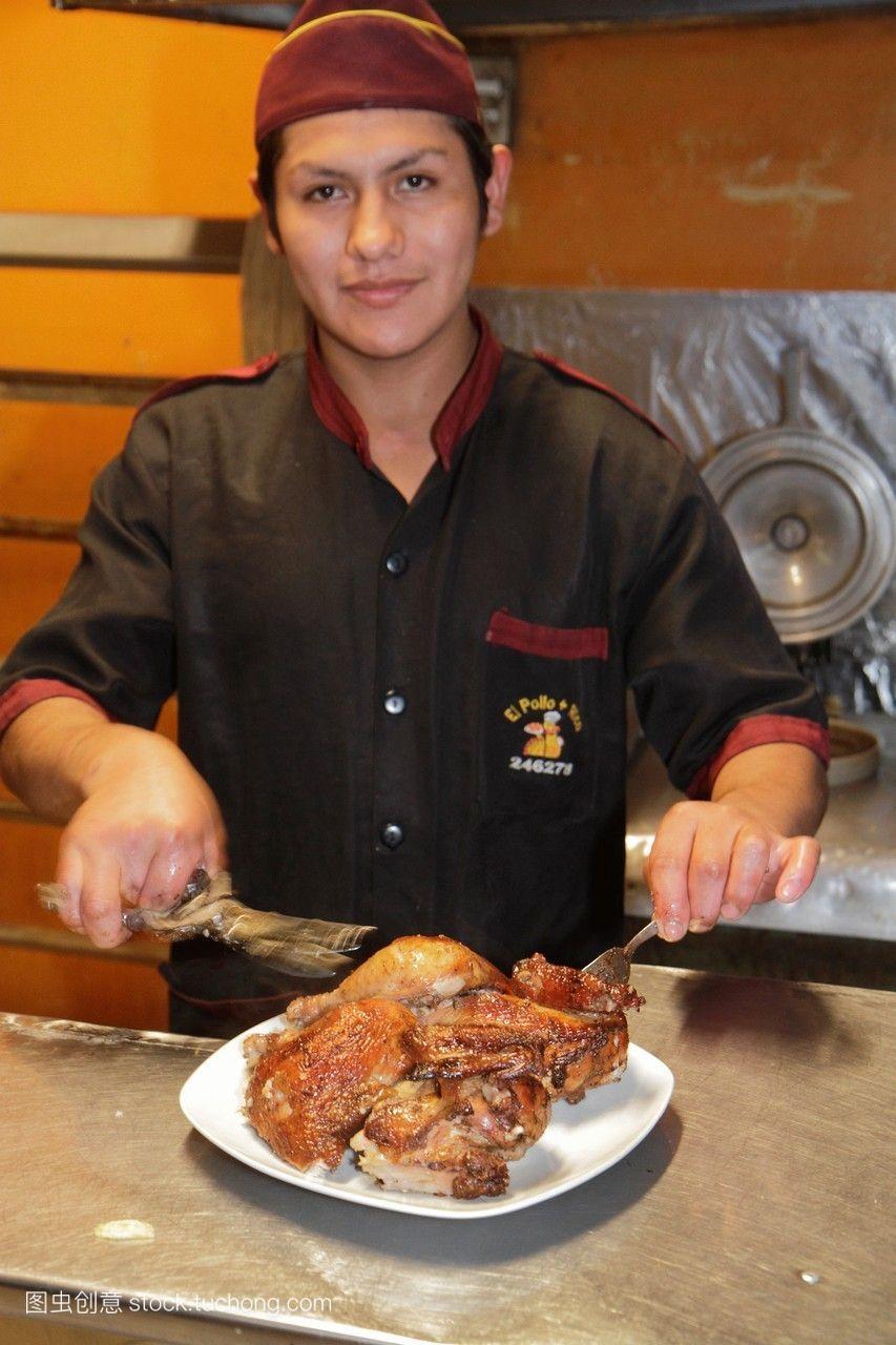 卡斯牛肉面餐馆生意秘鲁美食烤肉店鸡肉发黑烤