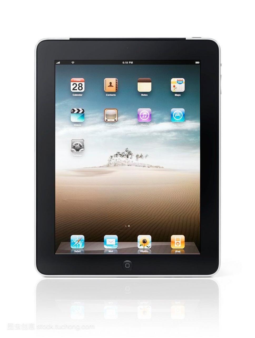 苹果平板电脑iPad3g在桌面图标显示孤立在白色背景上剪切路径