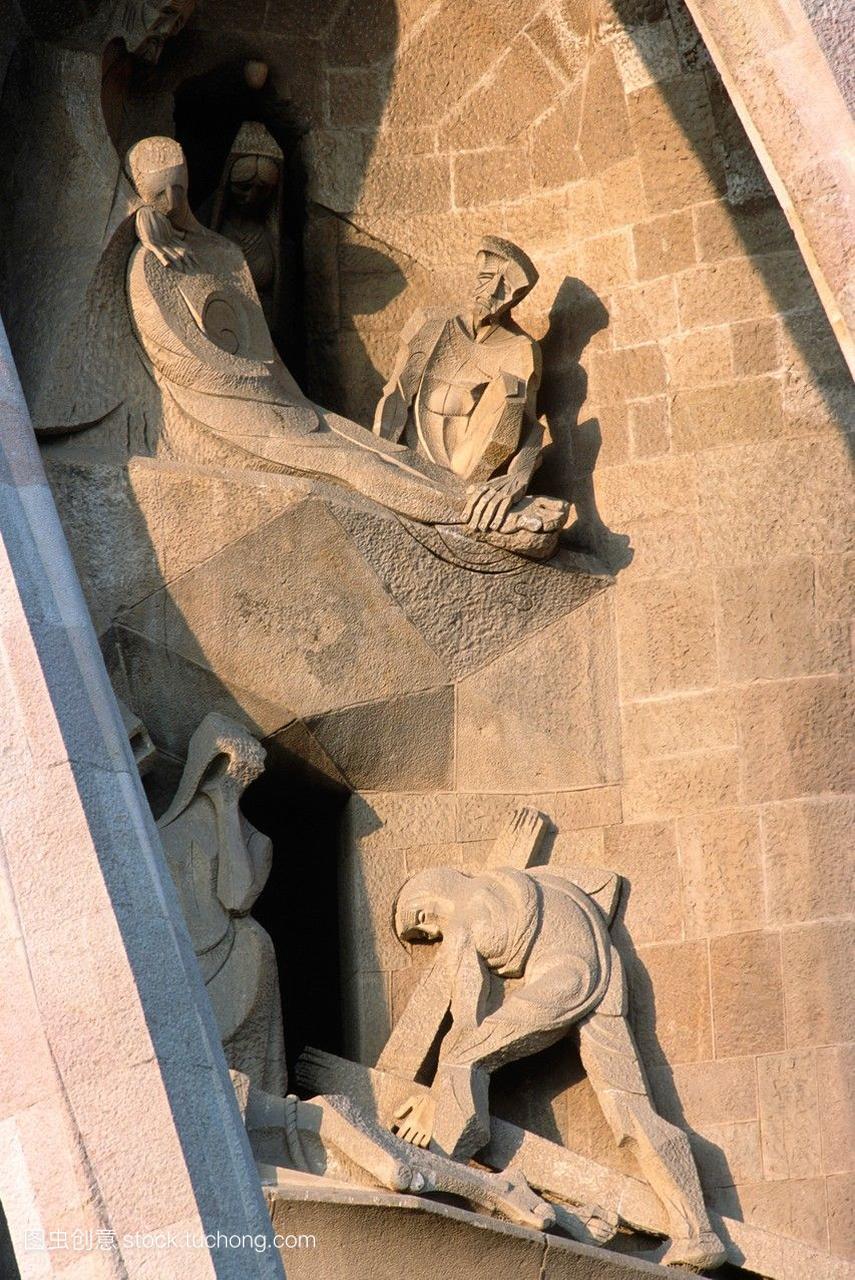 西班牙加泰罗尼亚,巴塞罗那,圣家堂教堂雕像