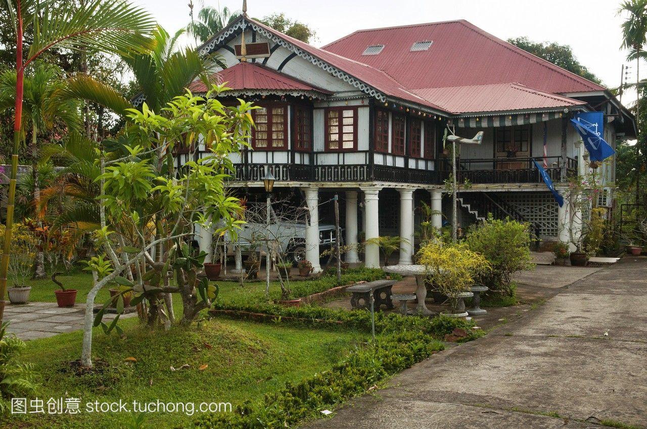 殖民地建筑的房子在沙捞越古晋婆罗洲马来西亚