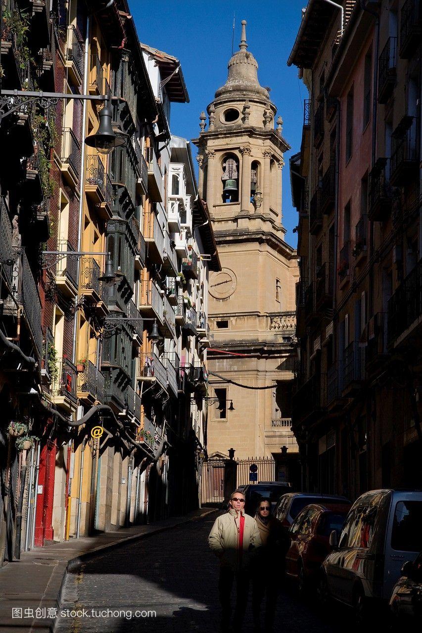 教廷街和大教堂西班牙潘普洛纳瓦拉