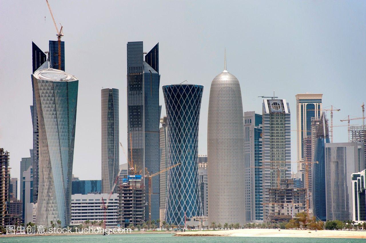 卡塔尔首都多哈的天际线