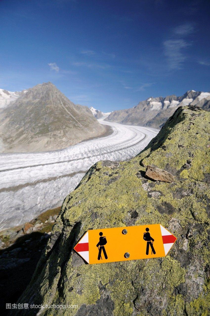 瑞士valais西欧少女峰地区列支冰川联合国教科