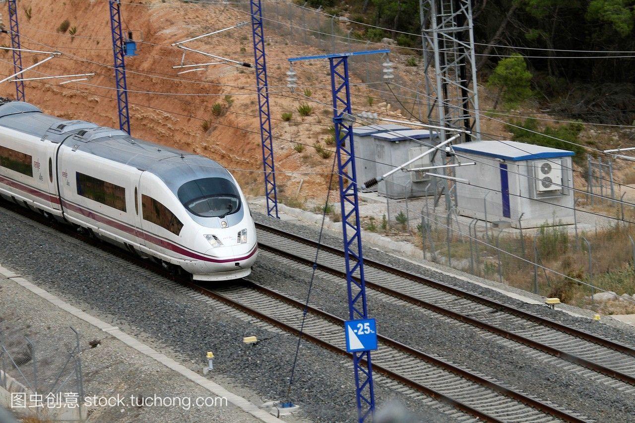 西班牙,加泰罗尼亚,lleida省,高速列车,在vinaix