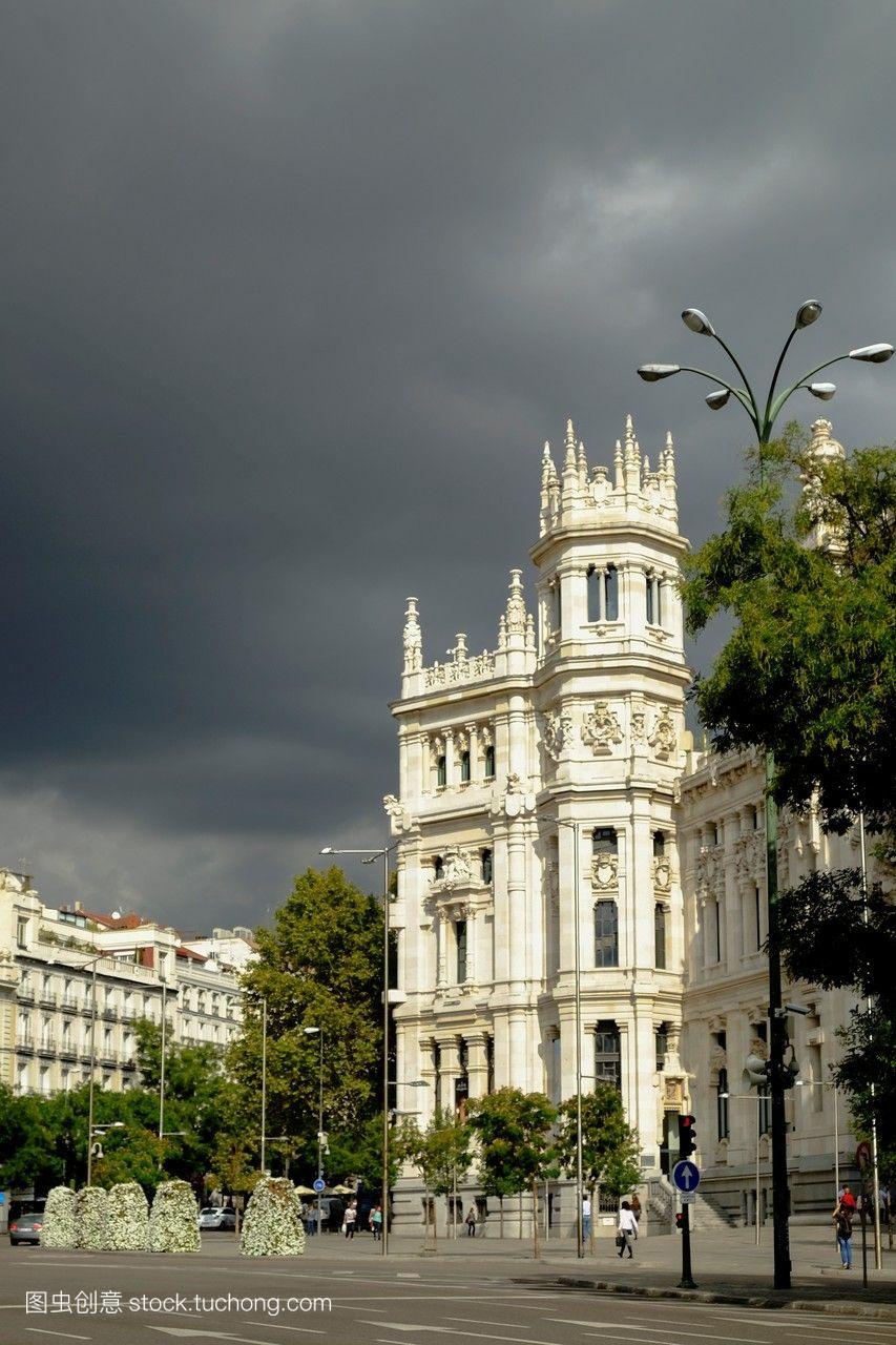 市议会和Cibeles广场。马德里的城市。西班牙