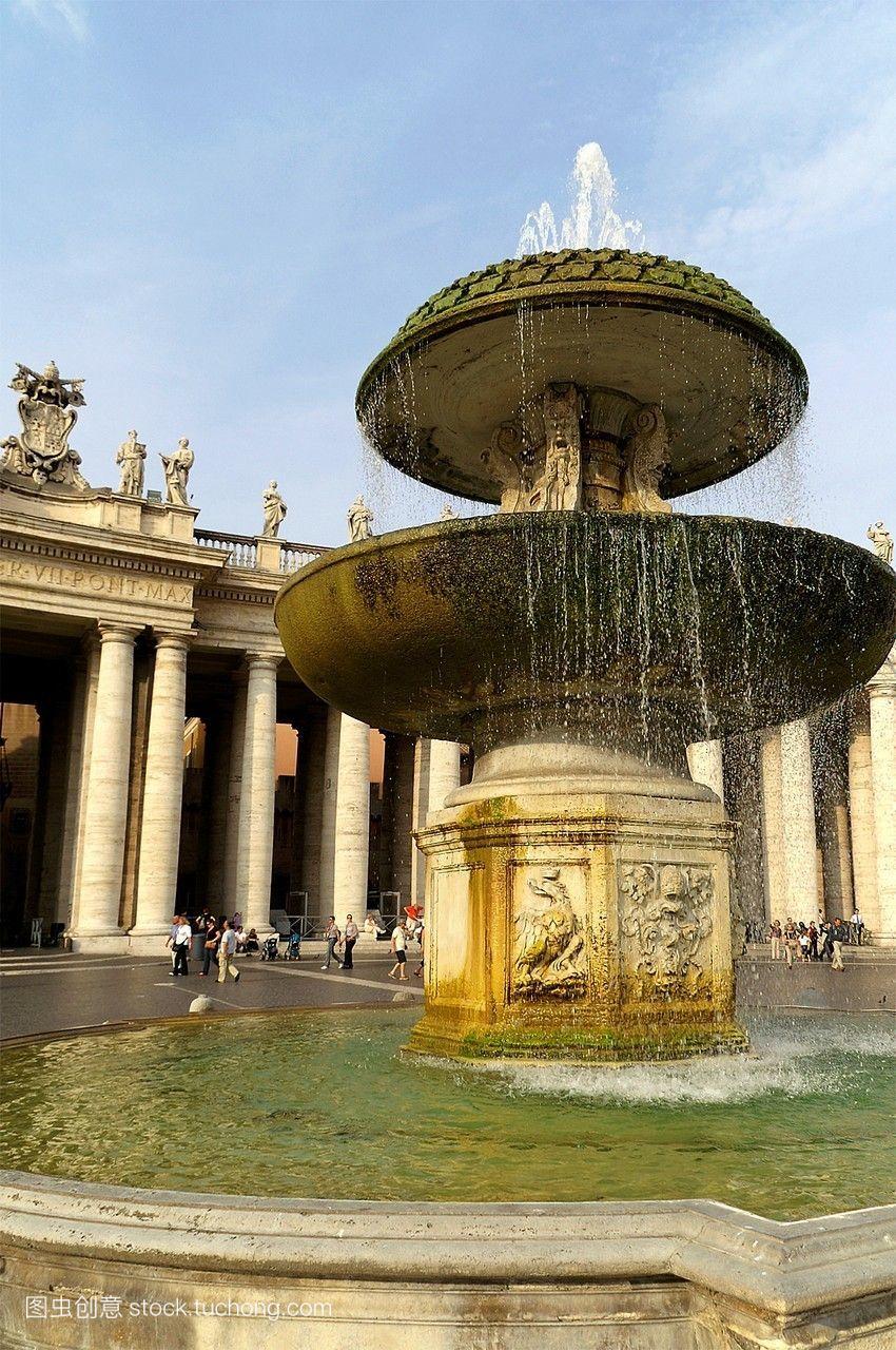 梵蒂冈城意大利喷泉在圣彼得广场