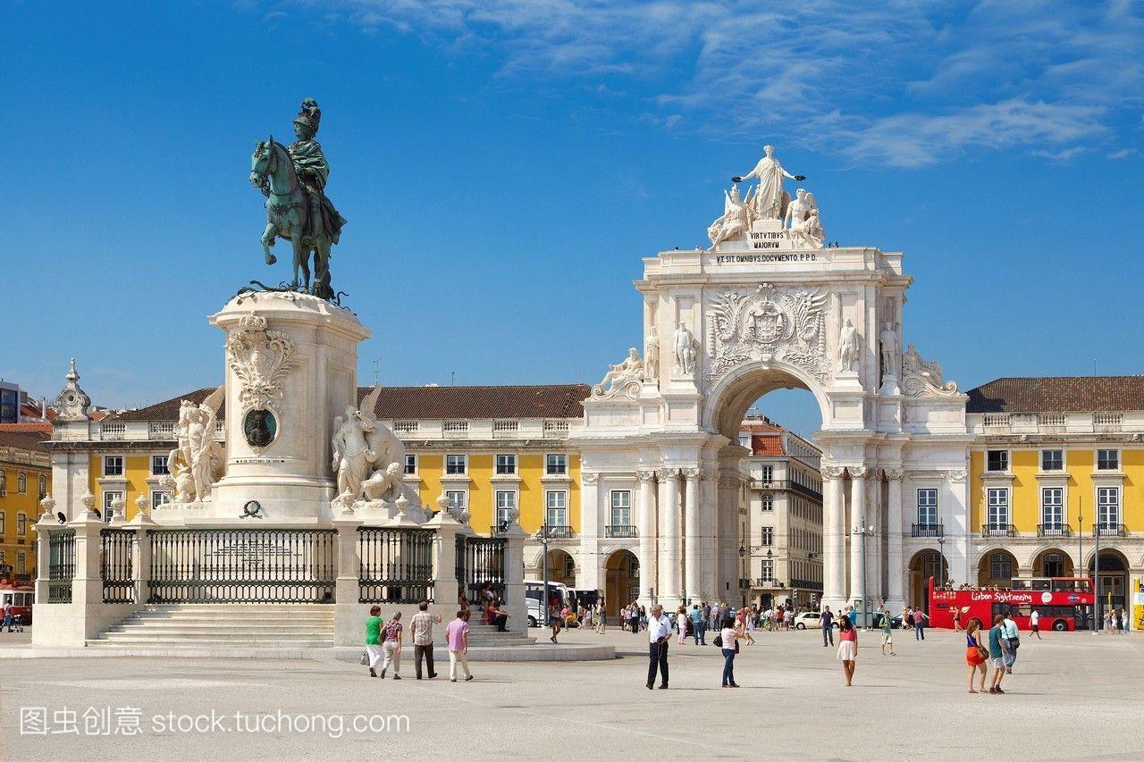 里斯本,葡萄牙里斯本商业广场。