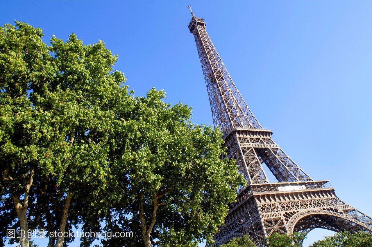 法国,欧洲,法国巴黎第七区法国膜埃菲尔铁塔。
