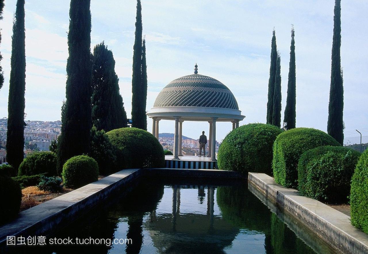 馆和观点。康塞普西翁历史花园,马拉加,安达卢