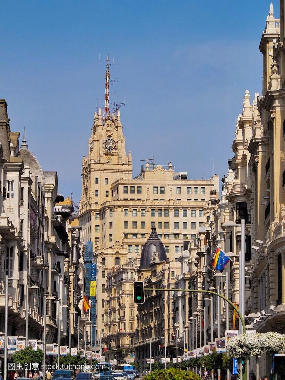 西班牙马德里城市中心的观点。