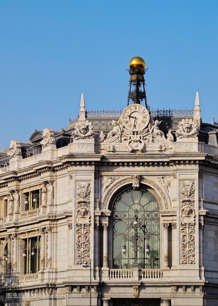 西班牙马德里广场Cibeles西班牙银行的看法。