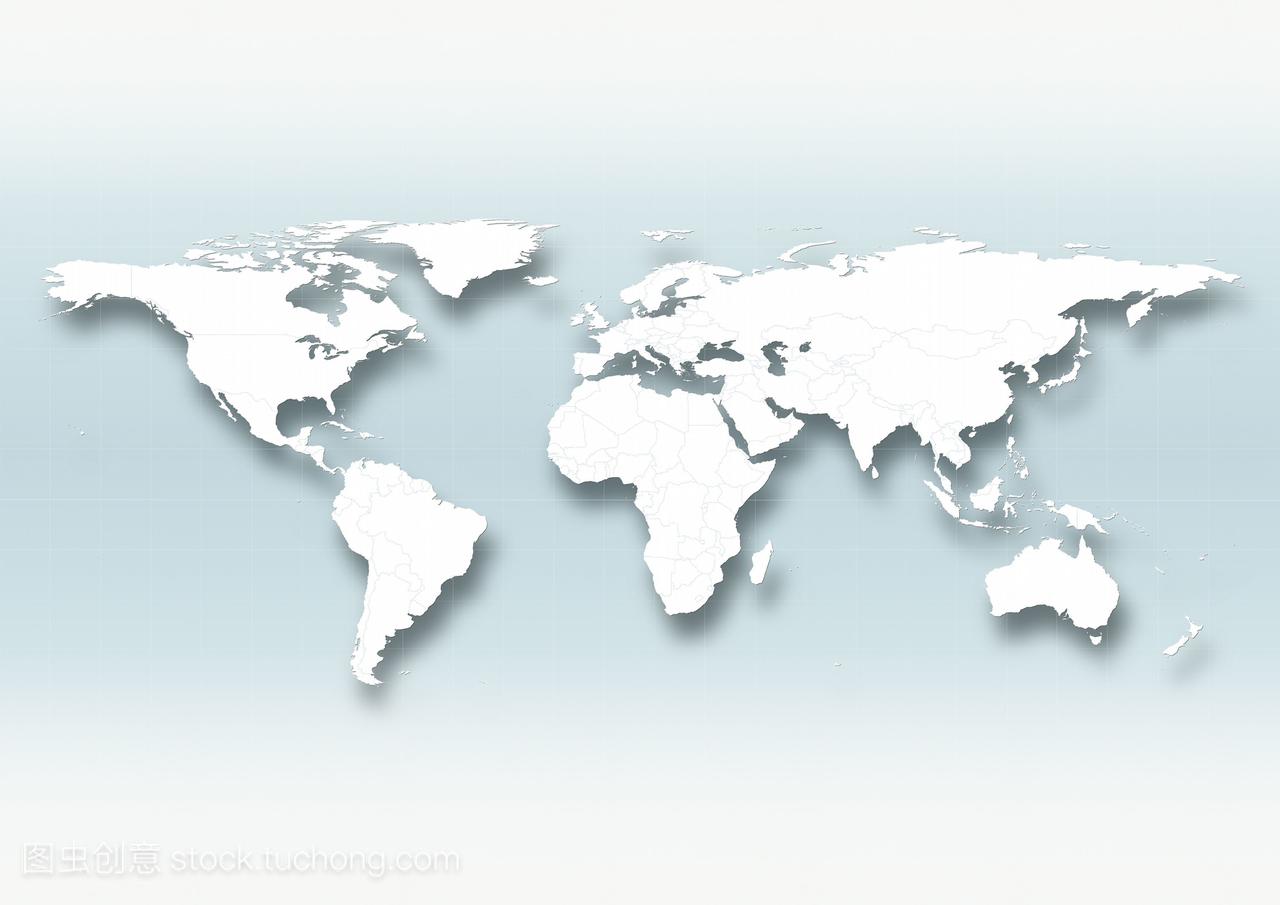 地图,世界,欧洲为中心白色灰色