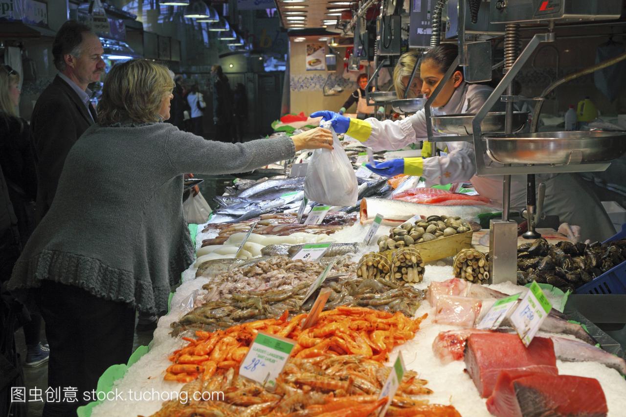 西班牙巴塞罗那西班牙巴塞罗那一家鱼类和海鲜