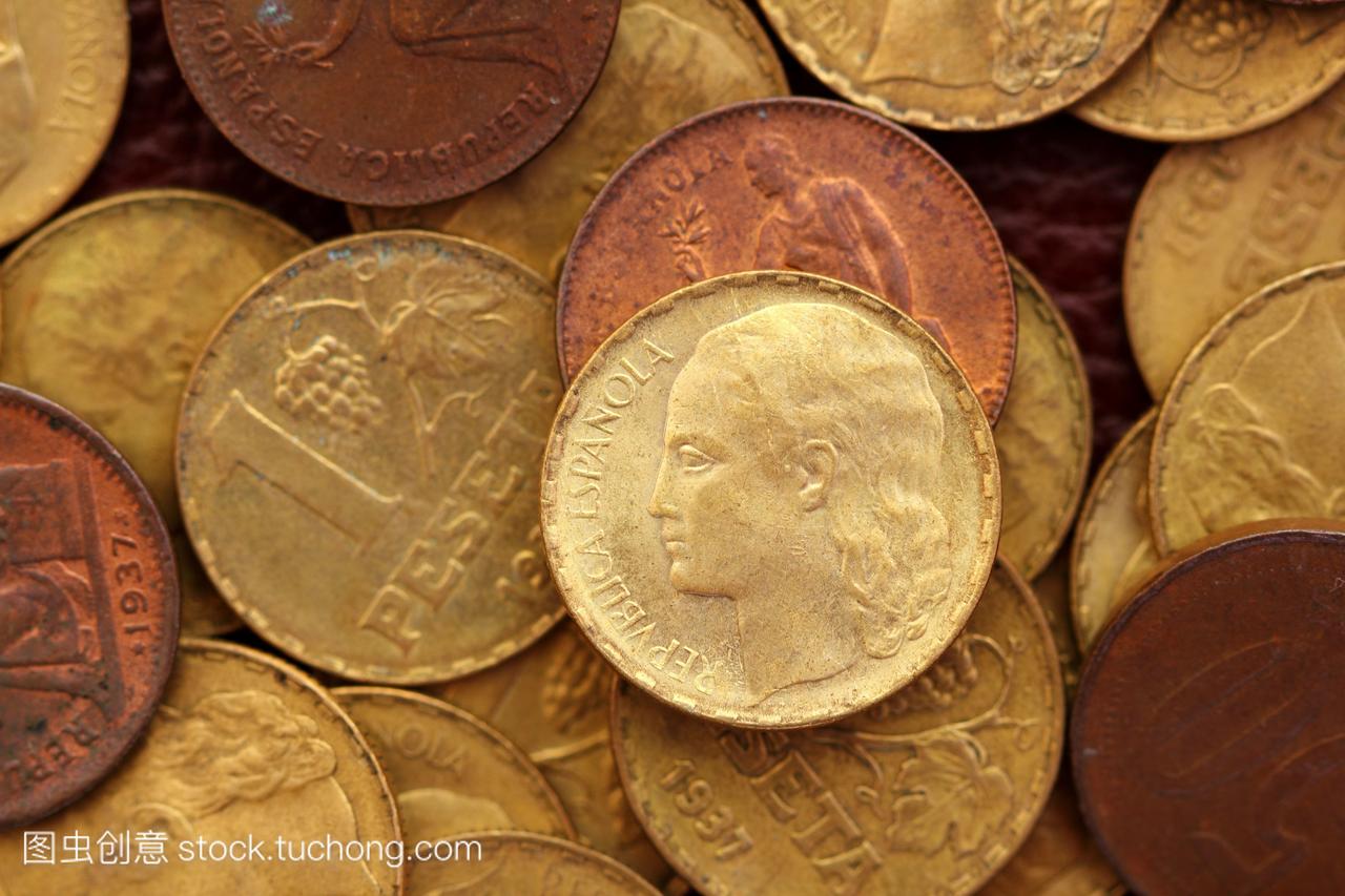 古董真正的旧西班牙共和国,1937货币币比塞塔