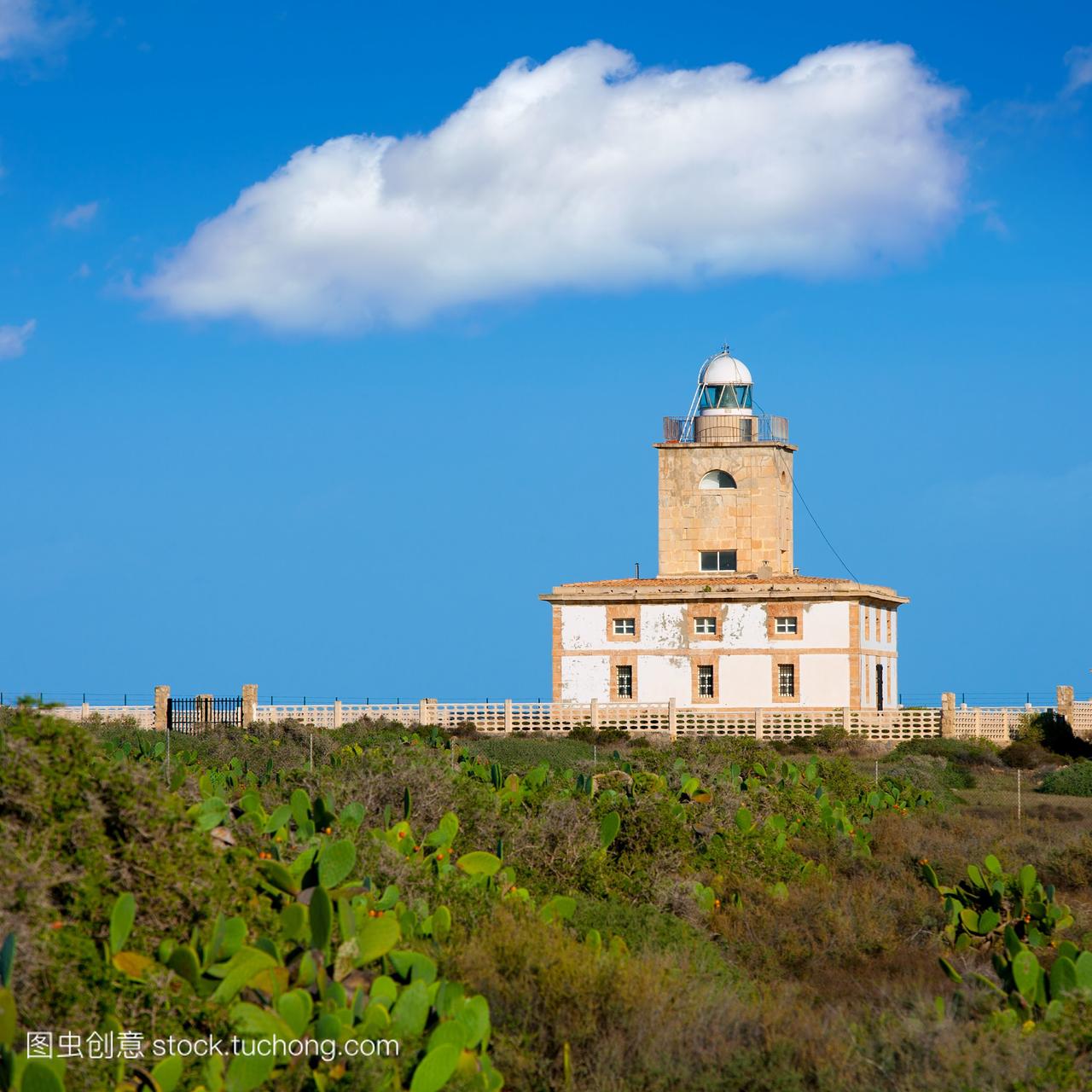 在地中海Tabarca岛灯塔在西班牙阿利坎特