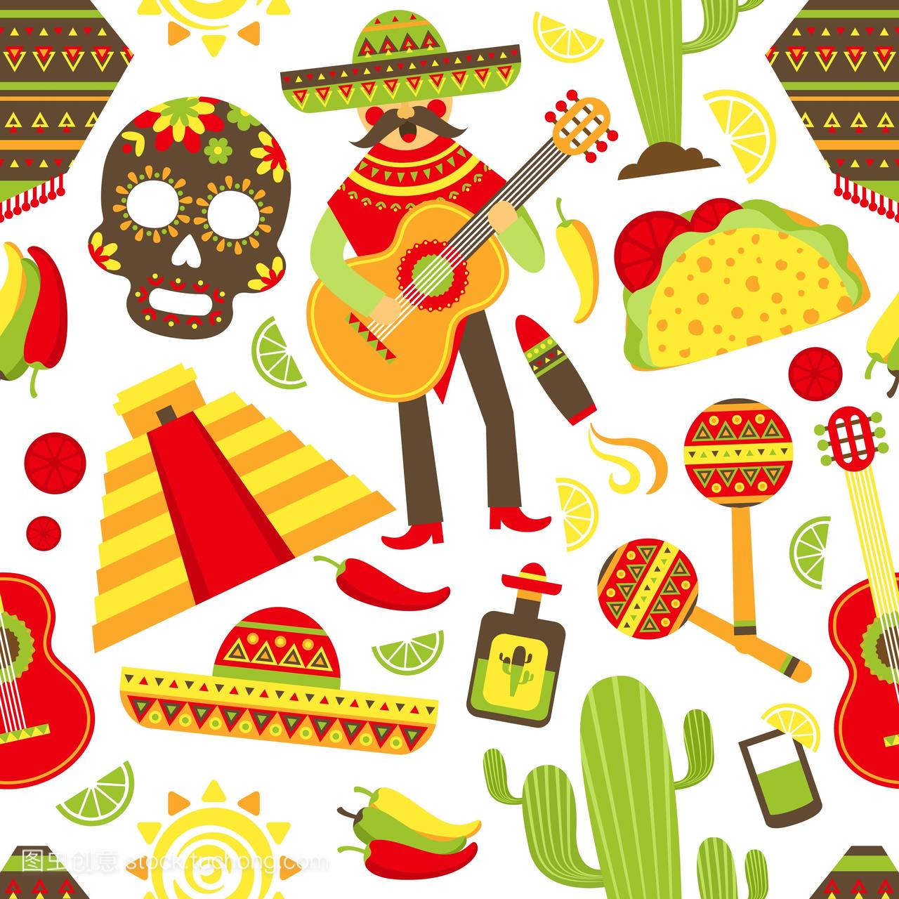 墨西哥的无缝模式与旅游传统音乐拉美裔美国符