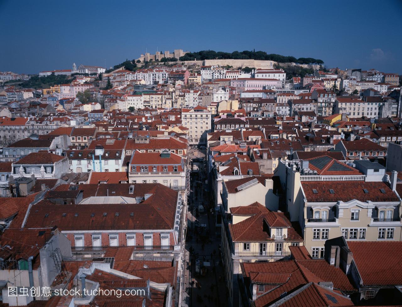 葡萄牙,外交部,户外,鸟瞰图,房屋,大厦,排列,风景